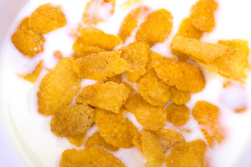 Image showing Healthy breakfast. Bowl with corn flakes.