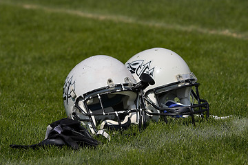 Image showing Football helmets