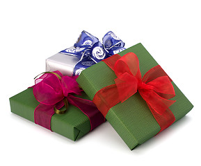 Image showing festive gift box stack