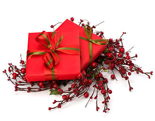 Image showing festive gift box stack 