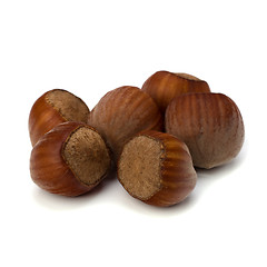 Image showing hazelnuts isolated on white background