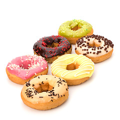 Image showing Delicious doughnuts isolated on white background 