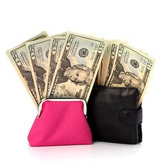 Image showing Money in leather  purse 