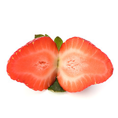 Image showing Halved strawberry isolated on white background