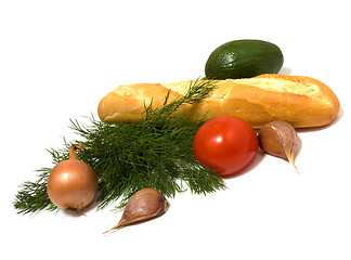 Image showing vegetable and bread isolated on white 

