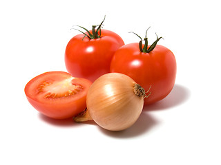 Image showing tomato and onion isolated on white background 