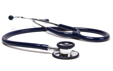 Image showing blue stethoscope isolated on white background