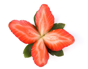 Image showing Sliced strawberry isolated on white background