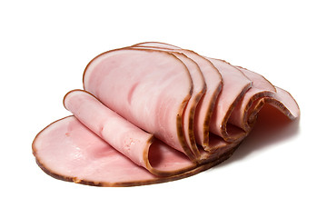 Image showing sliced smoked meat isolated on white background