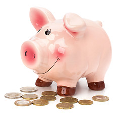 Image showing Business concept. Lucky piggy bank isolated on white background.