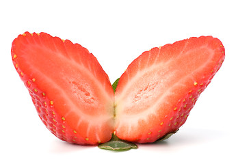 Image showing Halved strawberry isolated on white background