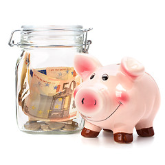 Image showing 
Business concept. Money savings in glass pot. 
