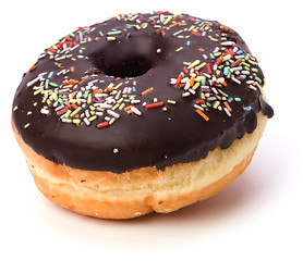 Image showing Doughnut  with chocolate cream  isolated on white  background