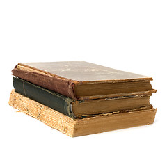 Image showing tattered book stack isolated on white background
