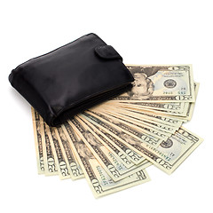 Image showing Money in leather  purse 