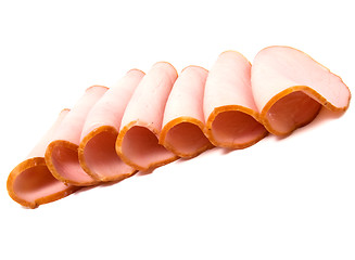 Image showing sliced ham isolated on white 

