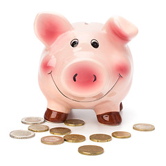 Image showing Business concept. Lucky piggy bank isolated on white background.