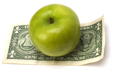 Image showing Apple and money isolated.  Health concept
