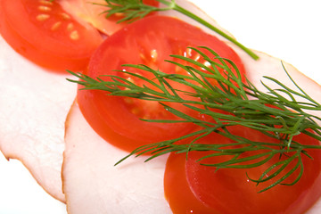 Image showing open sandwich isolated on white 