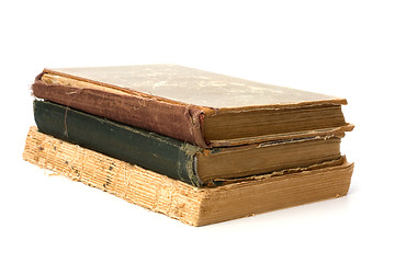 Image showing tattered book stack isolated on white background