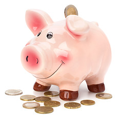 Image showing Business concept. Lucky piggy bank isolated on white background.