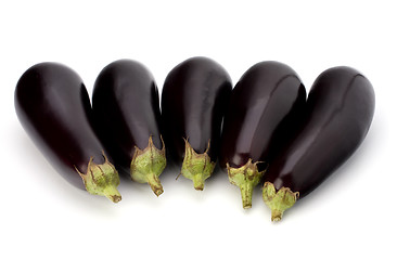 Image showing eggplants isolated on white background close up