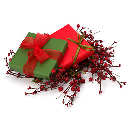 Image showing festive gift box stack 