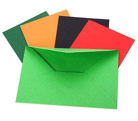 Image showing green envelope with cards isolated on white background