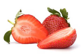 Image showing Halved strawberry isolated on white background