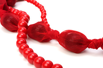 Image showing Red beads isolated on white background