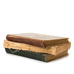 Image showing tattered book stack isolated on white background