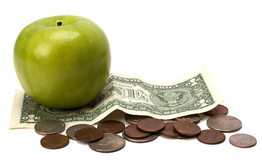 Image showing Apple and money isolated.  Health concept