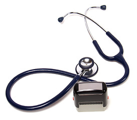 Image showing stethoscope and doctor seal isolated on white background