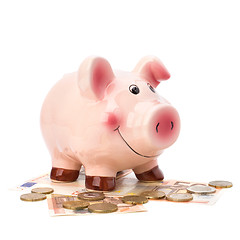 Image showing Business concept. Lucky piggy bank isolated on white background.