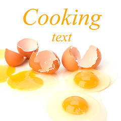 Image showing broken eggs isolated on white background