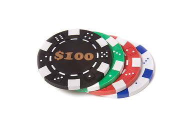 Image showing gambling chips isolated on the white background 