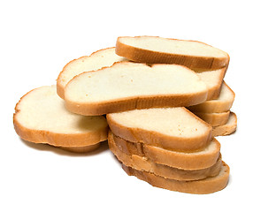 Image showing sliced baguette isolated on white  