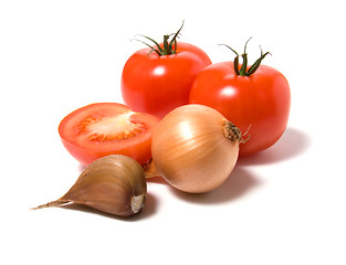 Image showing tomato and onion isolated on white background 