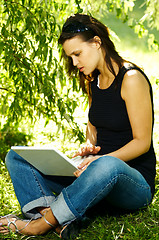 Image showing Woman with laptop