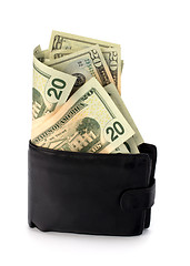 Image showing Money in leather  purse 