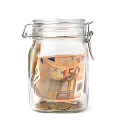 Image showing Business concept. Money savings in glass pot.