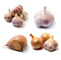 Image showing garlic and onion isolated on white