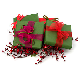 Image showing festive gift box stack 