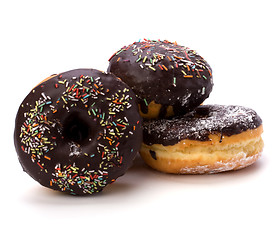 Image showing Doughnut  with chocolate cream  isolated on white  background