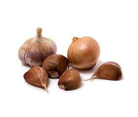 Image showing Garlic and onion on the white background