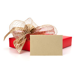 Image showing Luxurious gift with note isolated on white background 