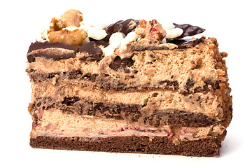 Image showing Slice of chocolate cream cake