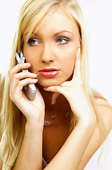 Image showing Talking cell phone