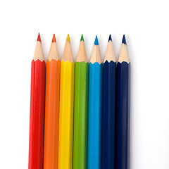 Image showing 
Colour pencils isolated on white  background close up
