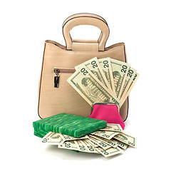 Image showing Glamour purse fill with money